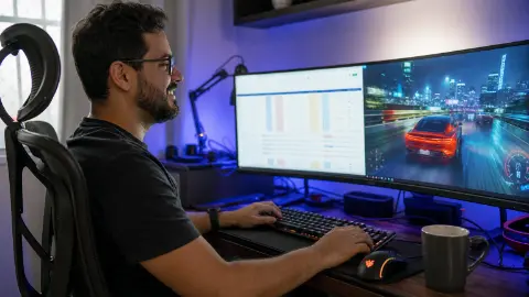 Capa do artigo Monitor ultrawide 4K: Vale a pena para produtividade e jogos? A verdade nua e crua
