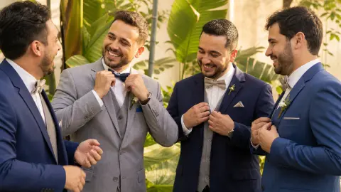 Capa do artigo Trajes de Padrinhos de Casamento: O Guia Completo para Harmonizar Cores e Estilos