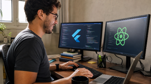 Capa do artigo Desenvolvimento Mobile: Flutter vs React Native, qual escolher para seu projeto?